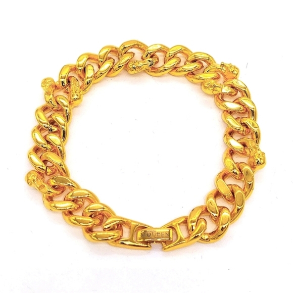 Alexander McQueen Gold Skull Motif 8" Bracelet-18K Gold plated - Picture 3 of 11